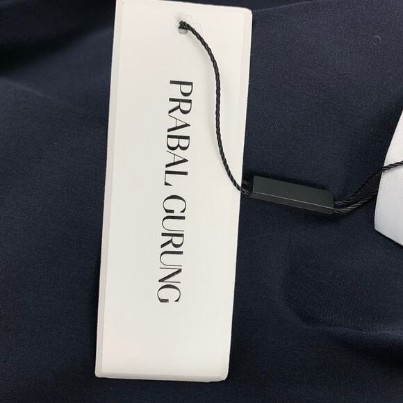 PRABAL GURUNG Size 10 Black Navy Silk Polyester Floral Sleeveless Dress - Picture 5 of 6